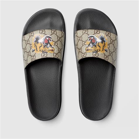 gucci tiger slider 6 1 2|men Gucci interlocking slides.